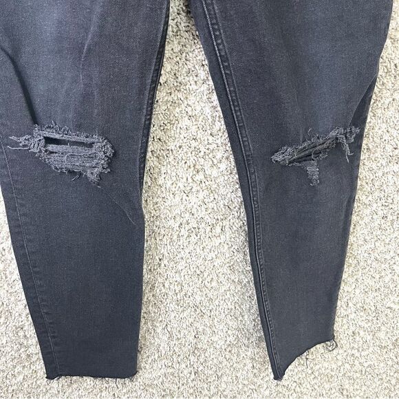 Re/Done Jeans Womens 30 90s High-Rise Black Denim Ankle Crop Frayed Raw Edge Hem - Picture 5 of 9